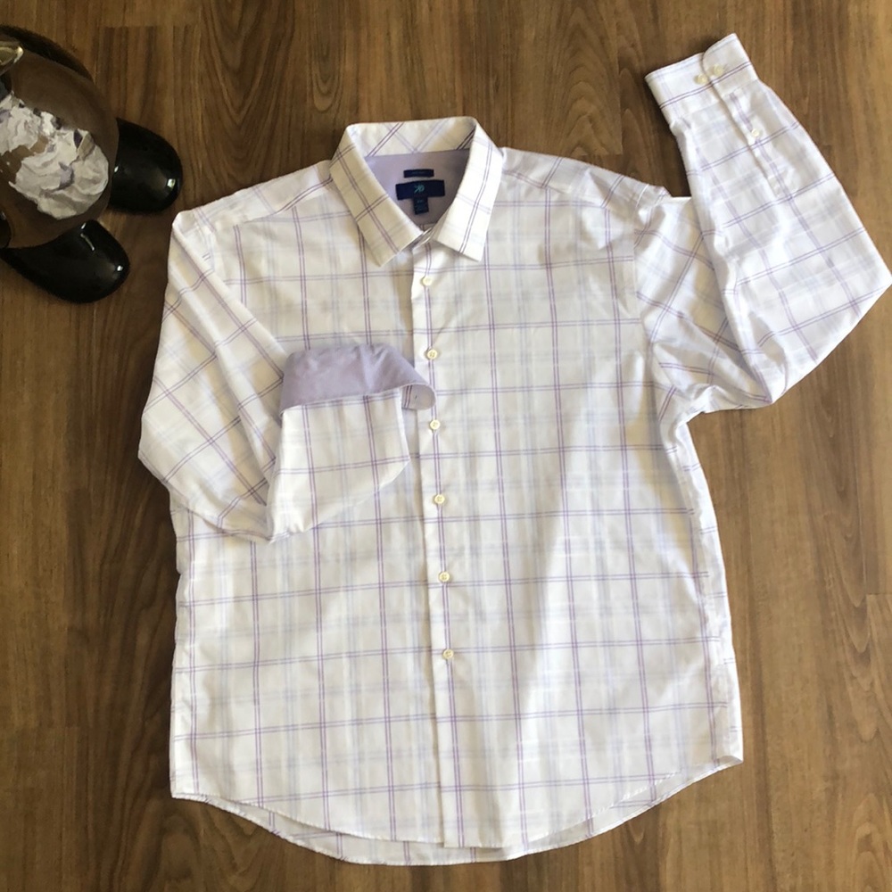 Egara White Purple & Blue Dress Shirt Size XXL